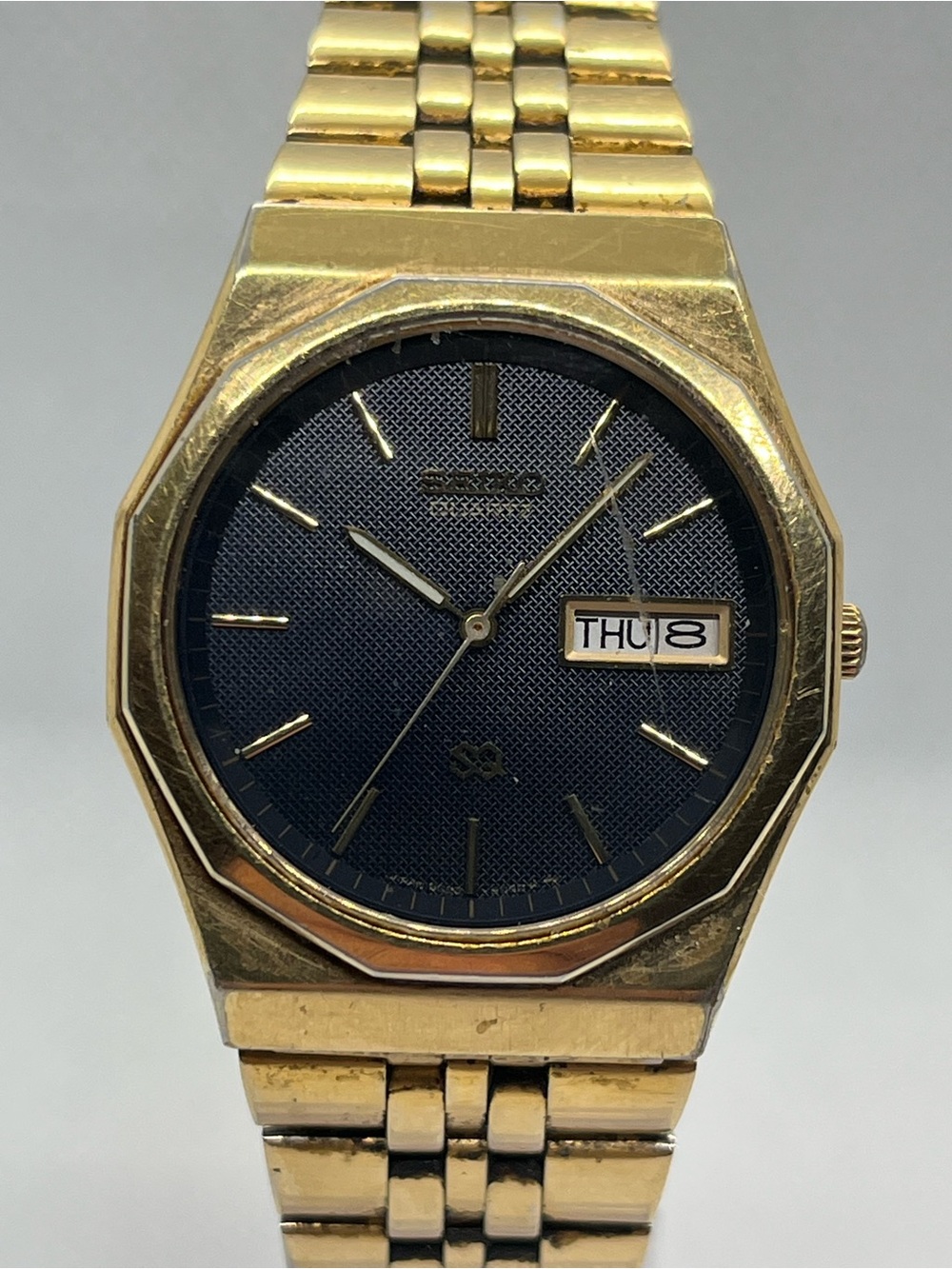 Vintage Seiko SQ Gold-Tone Quartz Day Date Watch 8C23-6059 - 34mm - New Battery